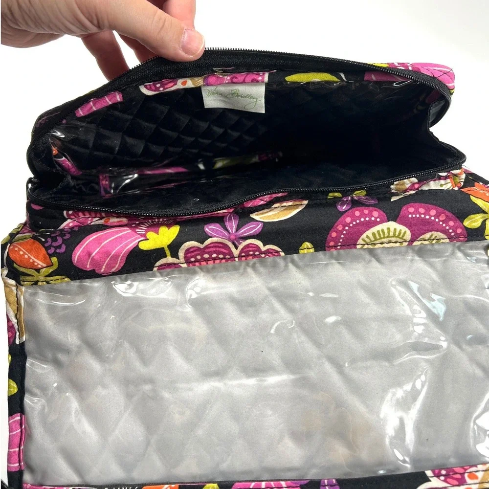 Vera Bradley Plum Crazy Hanging Travel Organizer Floral Quilted Toiletry Bag GUC